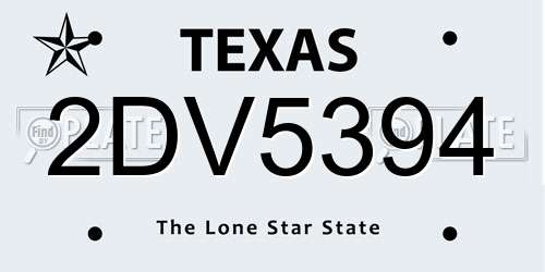 2DV5394 Texas License Plate