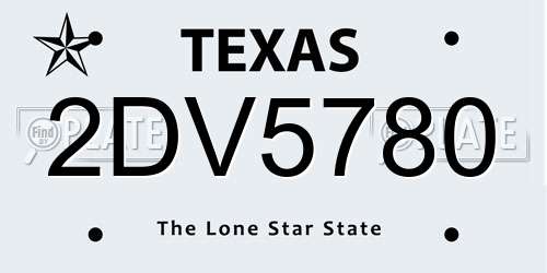 2DV5780 Texas License Plate