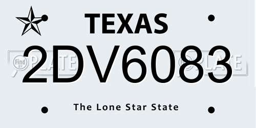2DV6083 Texas License Plate