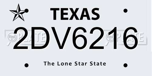 2DV6216 Texas License Plate