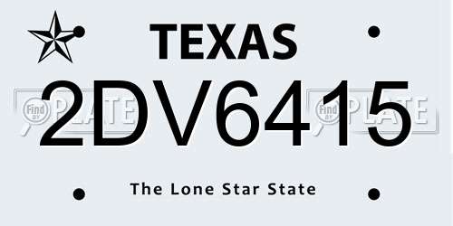 2DV6415 Texas License Plate