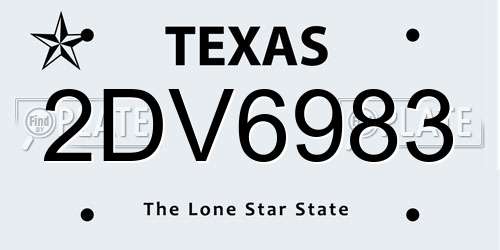 2DV6983 Texas License Plate
