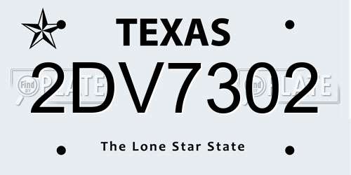 2DV7302 Texas License Plate
