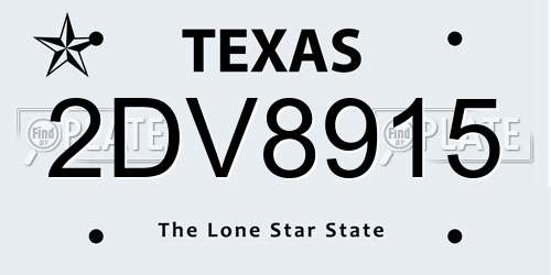 2DV8915 Texas License Plate