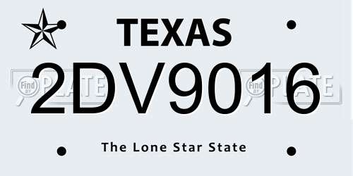 2DV9016 Texas License Plate