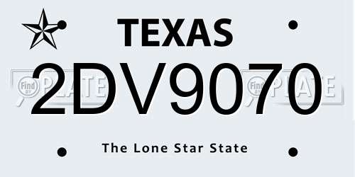 2DV9070 Texas License Plate