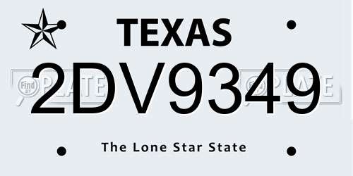 2DV9349 Texas License Plate