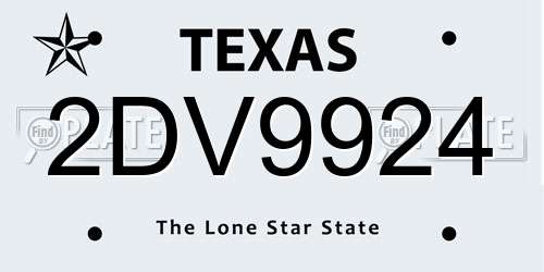 2DV9924 Texas License Plate