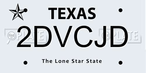 2DVCJD Texas License Plate