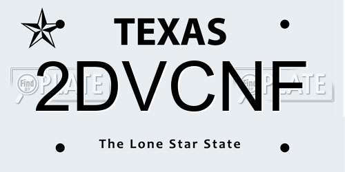 2DVCNF Texas License Plate