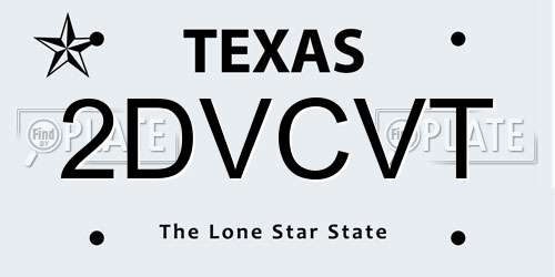 2DVCVT Texas License Plate