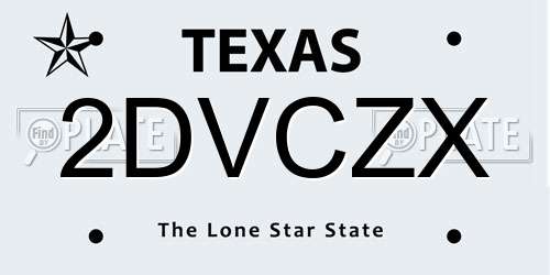 2DVCZX Texas License Plate
