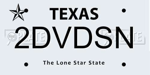 2DVDSN Texas License Plate