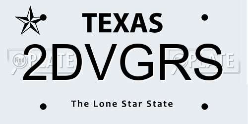 2DVGRS Texas License Plate