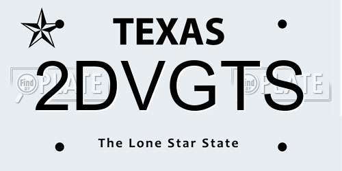 2DVGTS Texas License Plate