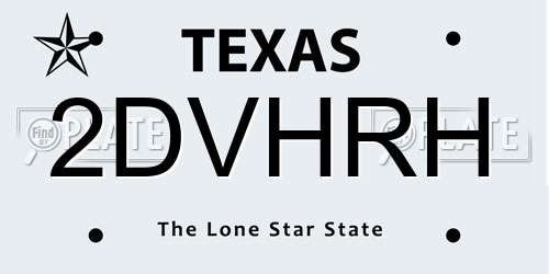 2DVHRH Texas License Plate