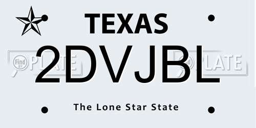 2DVJBL Texas License Plate
