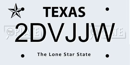 2DVJJW Texas License Plate