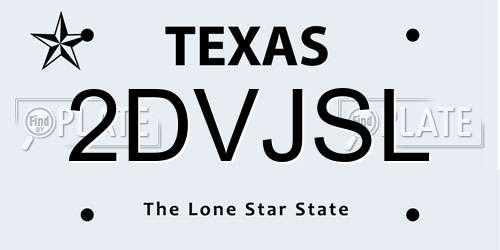 2DVJSL Texas License Plate