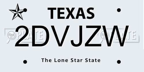 2DVJZW Texas License Plate