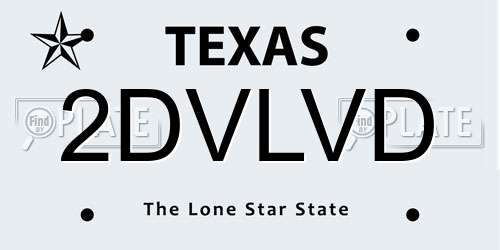 2DVLVD Texas License Plate