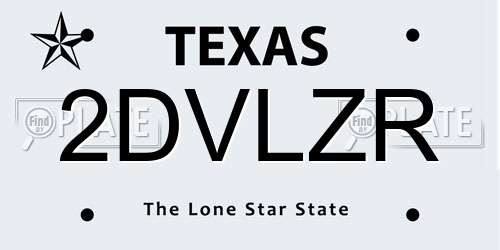 2DVLZR Texas License Plate