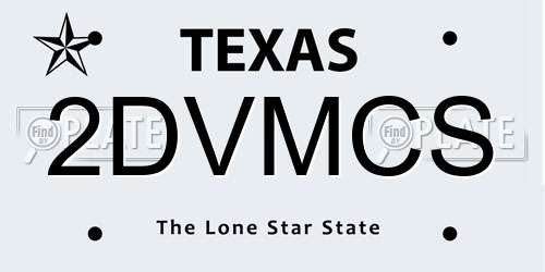 2DVMCS Texas License Plate