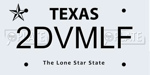 2DVMLF Texas License Plate