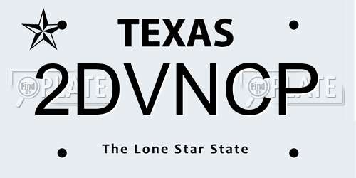 2DVNCP Texas License Plate