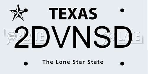 2DVNSD Texas License Plate