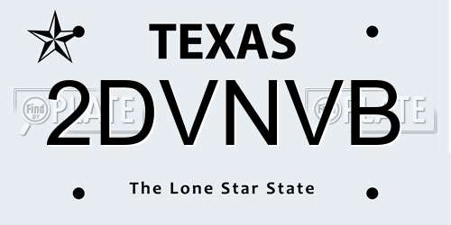 2DVNVB Texas License Plate