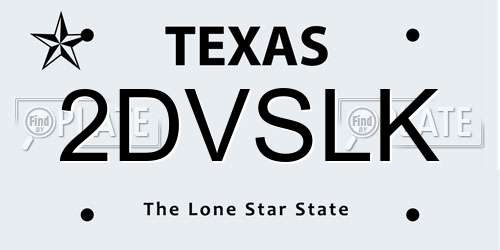 2DVSLK Texas License Plate