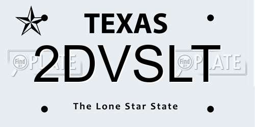 2DVSLT Texas License Plate