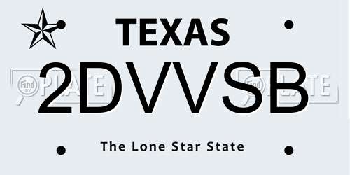 2DVVSB Texas License Plate