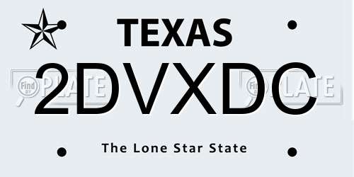 2DVXDC Texas License Plate