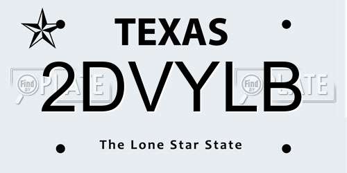 2DVYLB Texas License Plate