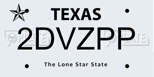 2DVZPP Texas License Plate