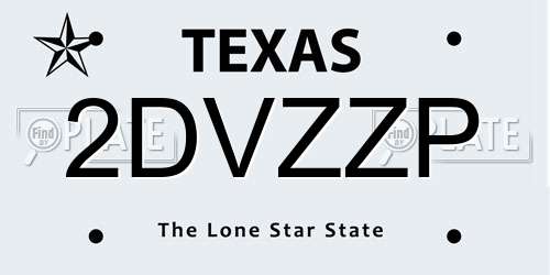 2DVZZP Texas License Plate