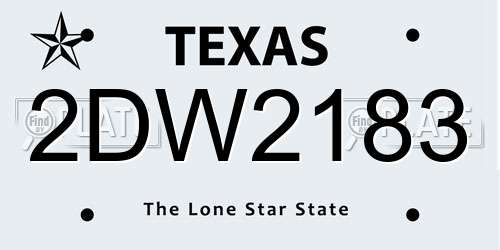 2DW2183 Texas License Plate