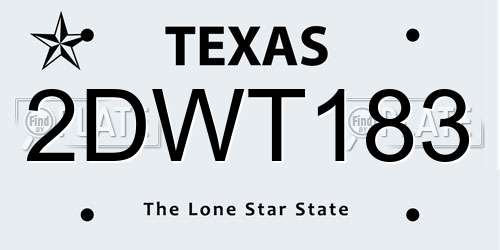 2DWT183 Texas License Plate