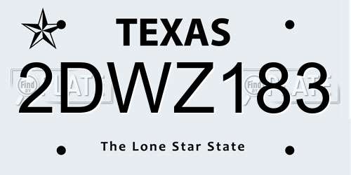 2DWZ183 Texas License Plate