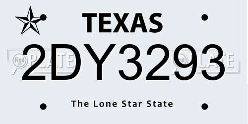 2DY3293 Texas License Plate