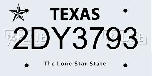 2DY3793 Texas License Plate