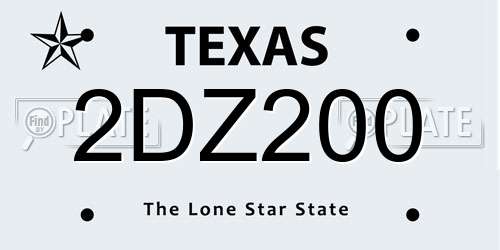 2DZ200 Texas License Plate