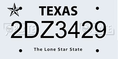 2DZ3429 Texas License Plate