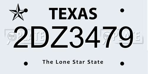 2DZ3479 Texas License Plate