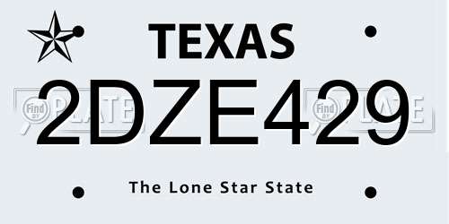 2DZE429 Texas License Plate