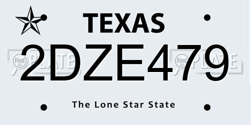 2DZE479 Texas License Plate
