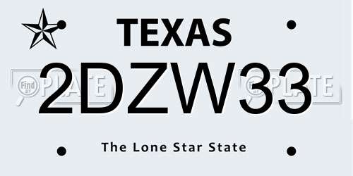 2DZW33 Texas License Plate