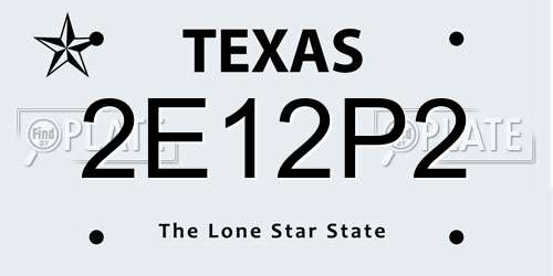 2E12P2 Texas License Plate